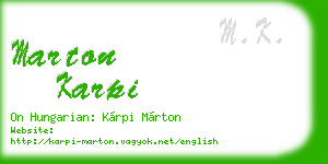 marton karpi business card